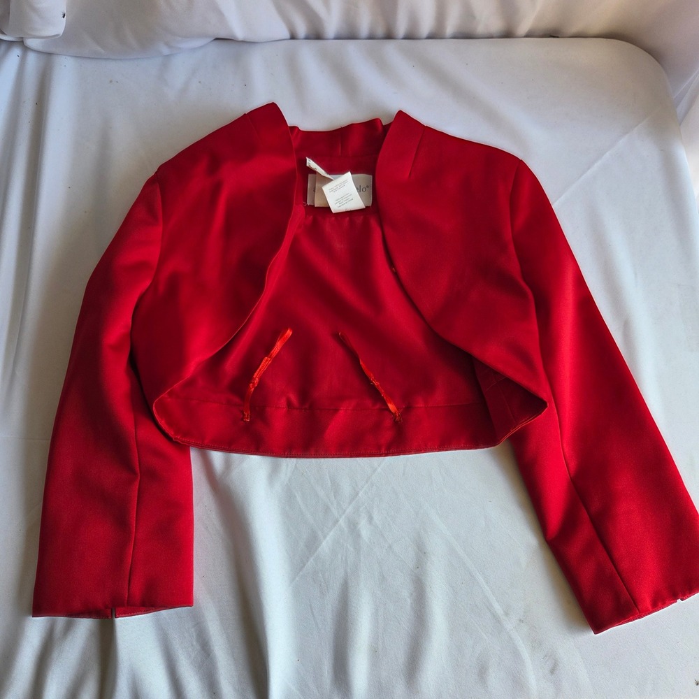 Alfred Angelo Red Cropped Bolero Jacket Shrug Formal Evening MJKT-K 653 Size 10